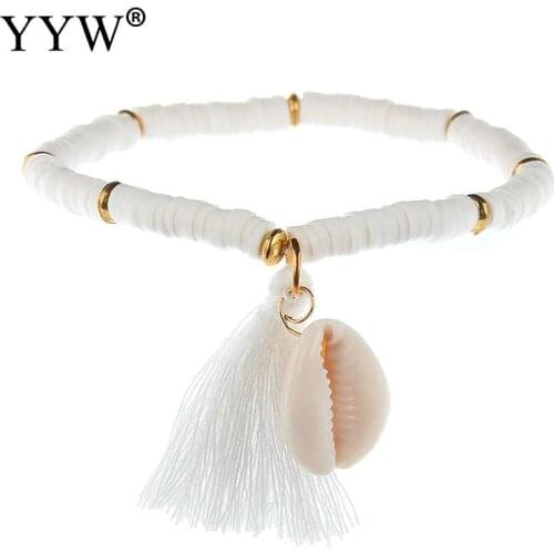 2019 Women Shell Bracelet Nylon Cord Simple Design Charms Ornaments Tassel Ethnic Female Wristband Jewelry Accessories Bijoux