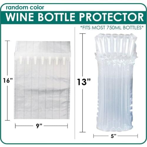 25 Pcs Inflatable Air Column Wrap Cushion Sleeve Packaging Bag Travel Glass Wine Bottle Protector Bag Inflatable With Pump