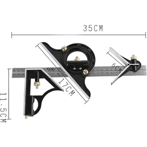 3 in 1 Combination Square Angle Finder Protractor 45 or 180 degree Adjustable Separable Ruler 300mm Woodworking Measuring Tools