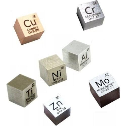 7pcs/set 10mm Element Cube Copper Zinc Titanium Molybdenum Nickel Aluminum Chromium