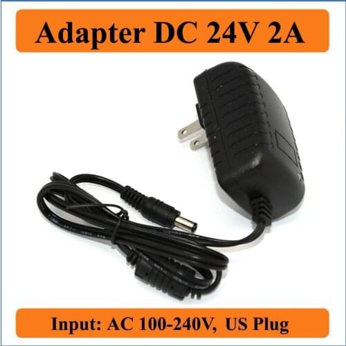 24V 2A US Plug AC DC Adapter AC 100-240V Converter to DC 24V 2000mA Charger Power Supply 5.5mm x 2.1-2.5 mm jack for LEDs Strip