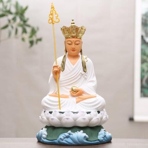 Buddhist Supplies Resin Buddha Glass Steel 16 Inch Gold-plated Painted Ancient Color Collection 38cm White Tibetan King Buddha