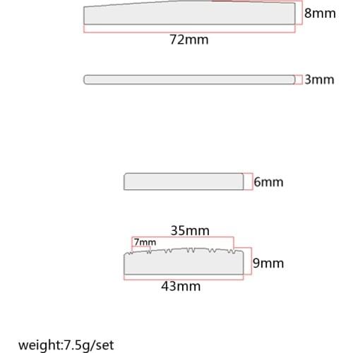 Black 6 String Guitar Bone Bridge Saddle and Nut Parts Made of Camel Bone