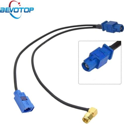 Fakra C Male Plug to Fakra C Female Straight + SMA Male Right Angle RG174 Y Type Radio Splitter Combined RF Coaxial Cable