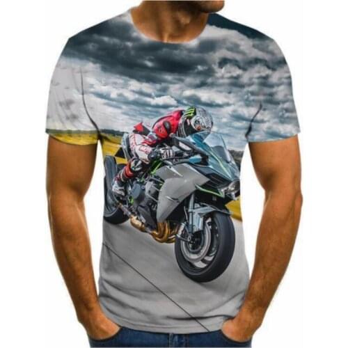 Cool Racing Graphics T-Shirt locomotive 3d Printed Men 'S T -Shirt Summer Fashion Tops Punk T -Shirt Men 'S Plus Size Streetwear