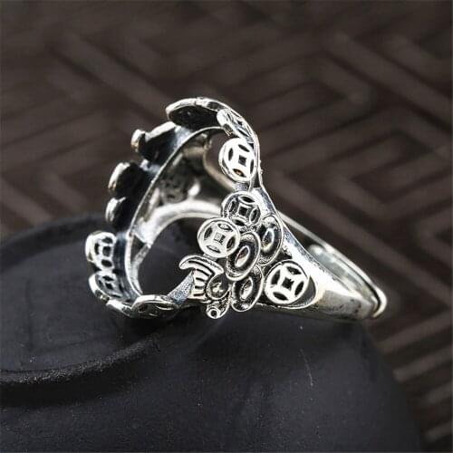 Ring Setting for 13x18mm Oval Cabochons Ring Blank Thai Sterling Silver Adjustable Band Ring Base JZ0016
