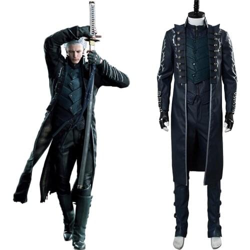 DMC Vergil Outfit Cosplay Costume Full Suit Halloween Carnival Costume For Adult Women Custom