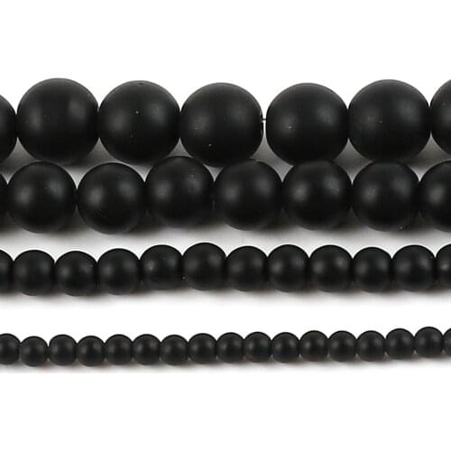 30-95pcs 4-12mm Natural Frosted Black Glass Round Beads For Jewelry Making Findings Necklace Bracelet Earrings Findings