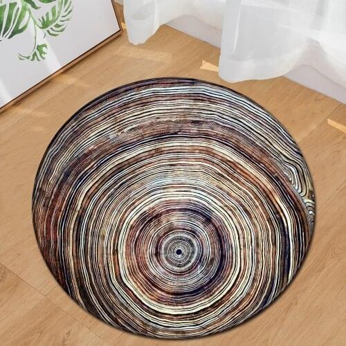 Zeegle Wood Grain Pattern Round Carpets For Living Room Kids Bedroom Carpets Anti-slip Computer Chair Cushion Parlor Floor Mats