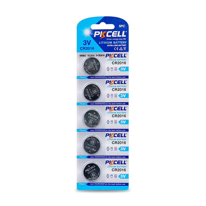 5Pcs PKCELL CR2016 3V Lithium Battery BR2016 DL2016 ECR 2016 Button Batteries