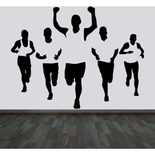 Marathon Runner Wall Decal Running Sport Run Athletic Club Fitness Poster Gym Vinyl Wall Sticker Home Decor Room Wallpaper 4668
