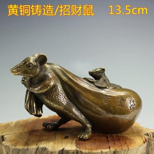 Copper casting brass ornaments in the twelve zodiac money lucky evil Feng Shui decoration crafts antique copper mouse