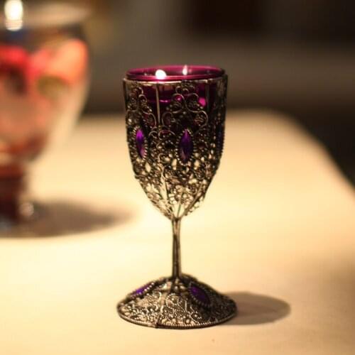 Metal Small Candlestick Vintage Wine Glass Candlestick Romantic Candlelight Porta Velas Decoraci N Del Hogar Candlestick DD60ZT