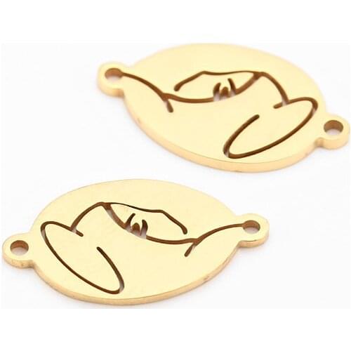 Fashion Gold tone 316L satinless steel Virgin Mary Hollow Connector 19*11mm