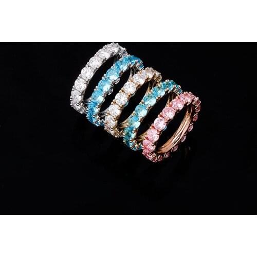 Hip Hop Claw Set AAA+ Cubic Zirconia Women Men 1 Row CZ Tennis Rings Bling Iced Out Rapper Jewelry Drop Shipping