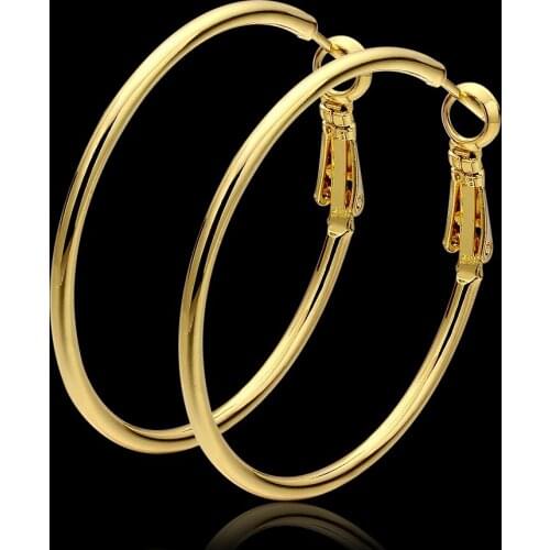 Wholesale N925 sterling Silver color simple big circle earrings! N925 Silver color 40mm circle yellow ladies earrings jewelry