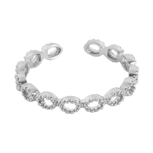 S925 sterling silver Open Ring Oval beads Chain Shaped Ring Not Allergic Hollow Fine Chain Adjustable Opening Rings