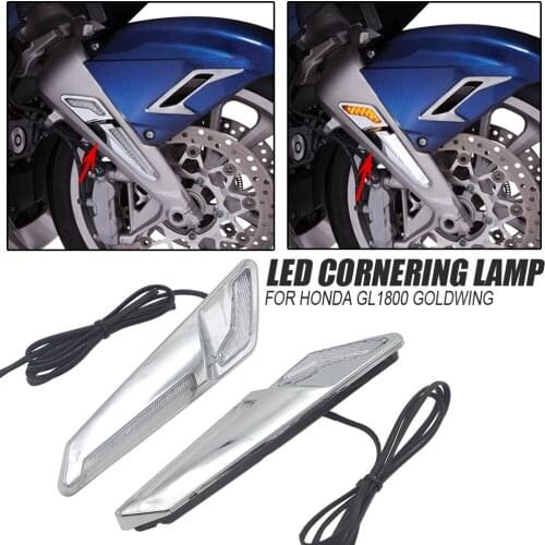 New For Honda Goldwing GL 1800 GL1800 F6B Motorcycle Front Brake Fork Mounted NAV LED Lights in Chrome or Black 2018 2019 2020
