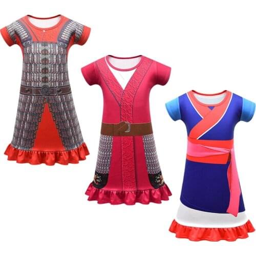 Girls Dress HuaMolan Outfits Clothing Halloween Performance Party Costume Kids Ancient Chinese Girls Hero Traditional Hanfu