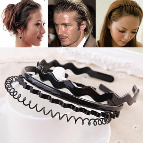 Unisex Mens Women Sports Wave Hair Band Metal Black Hairband Headband Aliceband