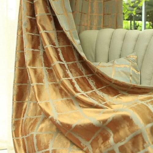 Luxury Elegant Geometric Modern Curtains for Living Room Kitchen Drapes Darkening Silk Golden Window Treatments Single Panel