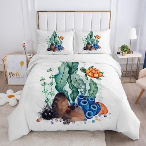 Luxury Duvet cover set Europe Queen King Size 3D Bedding set Print Bed linen Comfortable Quilt cover Bed Set Nordic seaweed