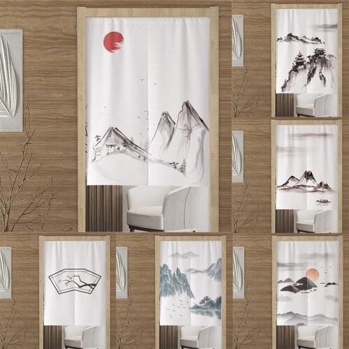 Cloth Partition Curtain Non Punching Household Decorative Landscape Door Curtain Kitchen Blackout Curtain Half Panel Curtain