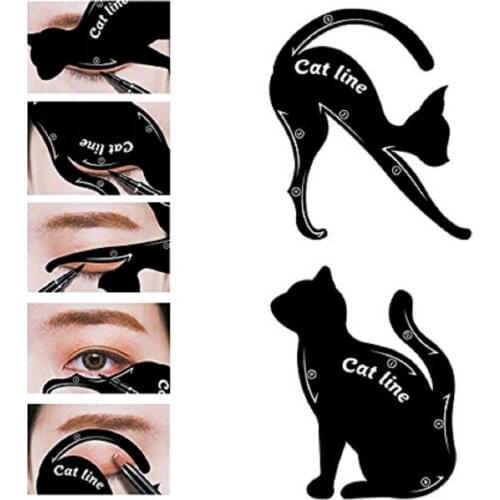 2Pcs Cat Eyeliner Stencil Women Cat Line Pro Eye Makeup Tool Eye liner & Eye Shadow Guide Template Shaper