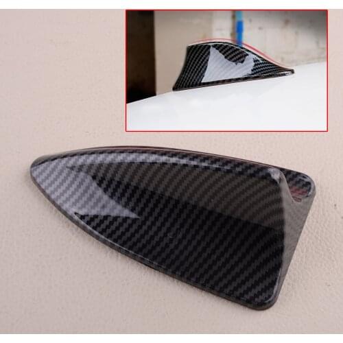 Universal Black Car Dummy Shark Fin Antenna Cover Radio FM/AM Roof Mount Trim Carbon Fiber Style Decoration