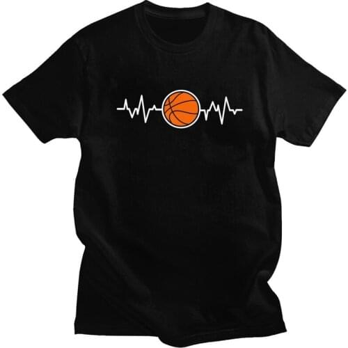 Funny Heartbeat Basketball T Shirts Men Short-Sleeve sports T-shirt Graphic Tee Pure Cotton Slim Fit Tshirts Merchandise