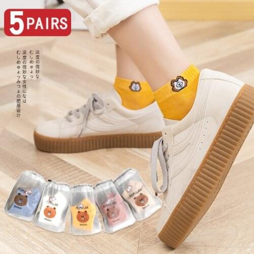 Spring Autumn Women Socks Cute Bear Sports Running Sock Comfortable Skin-Friendly Pure Cotton Knee-High Indoor Walking Yoga Sock