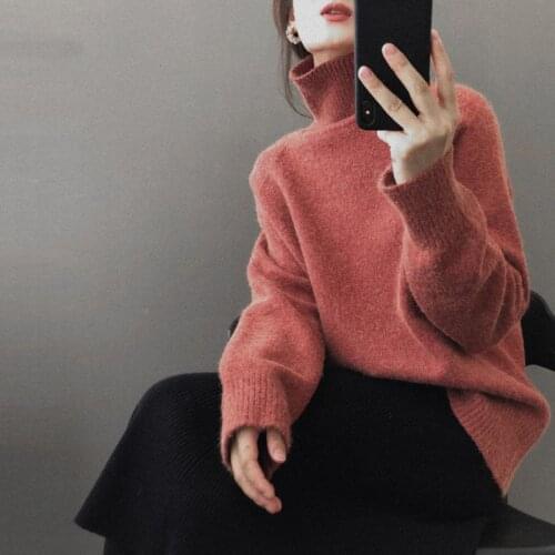 Women Winter Sweaters Turtleneck Warm Pullovers Vintage Sweater Female Long Sleeve Cashmere Jumper Women Loose Knitwear 2021