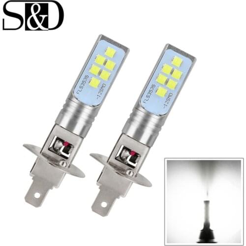 2pcs Car Fog Lamp H1 H3 LED Bulbs 12V 6000K White 1400LM Driving Lamp DRL Daytime Running Light Auto Fog Lights