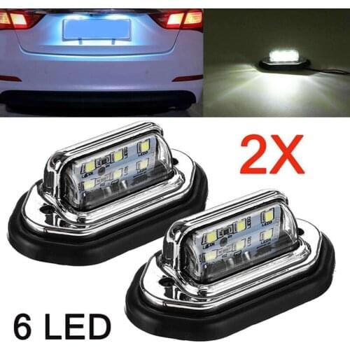 2Pcs/Set Car LED License Plate Lights 10-30V 6LED White License Plate Lamp for Auto SUV Truck Vehicle Signal Tail Light