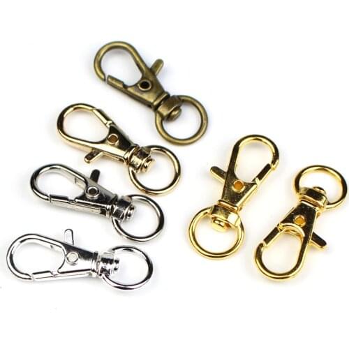 20pcs/lot Gold / Silver color/ Rhodium Color Split Key Ring Keychain Swivel Lobster Clasp Connector DIY Key Chains Accessories
