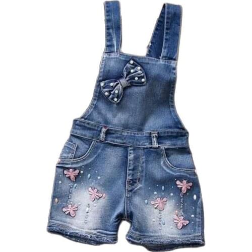 2019 Promotion Enteritos Girls Shorts Children Summer Overalls Kids Clothing Casual Teenage Solid Suspender Trousers Girl Jeans