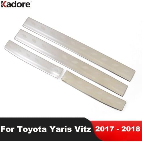 Door Sill Scuff Plate Cover Trim For Toyota Yaris Vitz 2017 2018 Stainless Steel Protector Guard Car Styling Accessories 4pcs