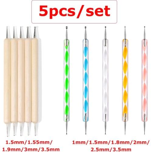 5pcs/set Embossing Stylus Tool Double Head Wood /Acrylic for DIY Fine Lines Freehand Embossing Intricate Patterns Dotting Tools