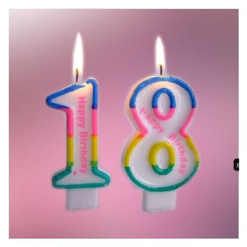 50pcs/lot 7.5CM 0-9 Big Number Birthday Art Candles Wedding Anniversary Birthday Party Cake Decors Colorful Party Supplies