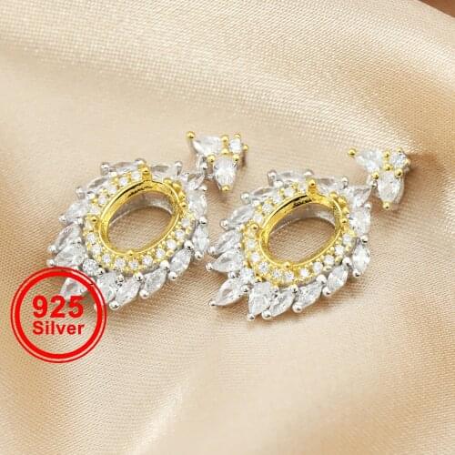 6x8MM Oval Bezel Luxury Vintage Style Pave Pendant Bezel DIY Gemstone Jewelry Supplies 1421113