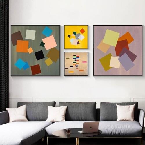 Abstarct Art Color Block Colorful Cube Canvas Painting Wall Art Geometry Posters and Prints for Living Room Office Decoration