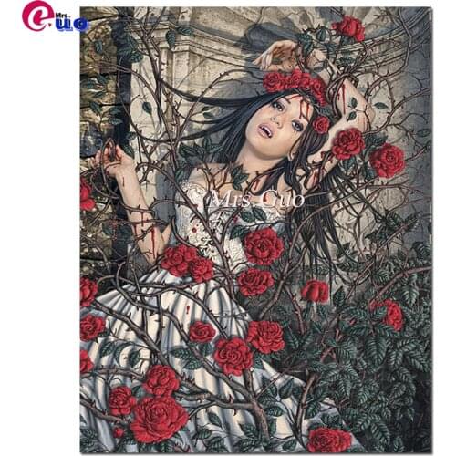 5D Diy Diamond Painting Vampire Woman Full Square/Round Diamond Embroidery Gothic Art Home Decor Mosaic Halloween Gift