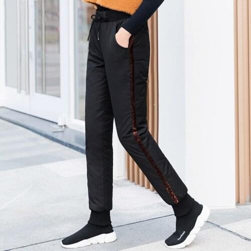 4XL Down Pants Winter Womens High Waist Thick Warm White Duck Down Trousers Outdoor Camping Hiking Sports Thermal Cotton Pants