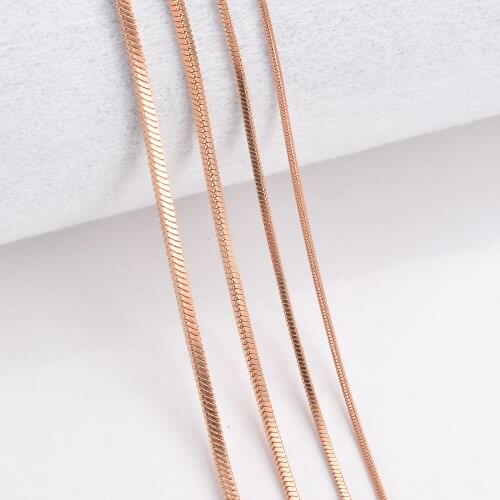 1 piece Rose Gold Square Snake Chain Women Necklace Jewelry 316 Stainless steel Necklace chain Width 0.9/1.2/1.5/2mm