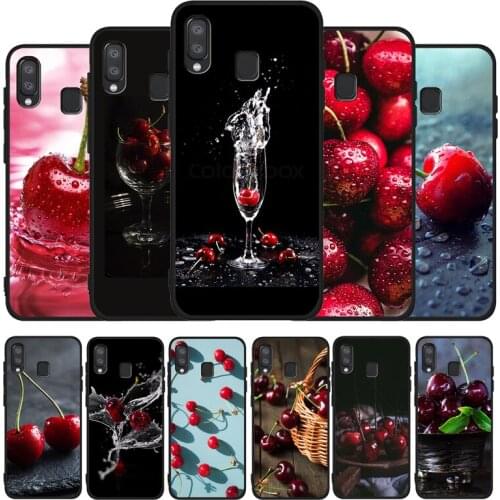 Cherry black phone Case For Samsung A10 30 40 50 30S 50S 60 70 M10 (M20 M30 M40 A01 31 51 71 A20E A21S)