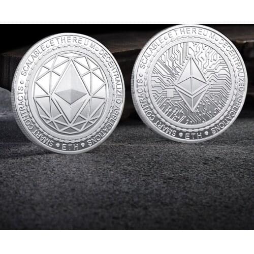 CO12 ETH Ethereum Coin Metal Physical Gold or Silver Commemorative Digital Money Crypto Coin We Trust in Digital Fans Collection