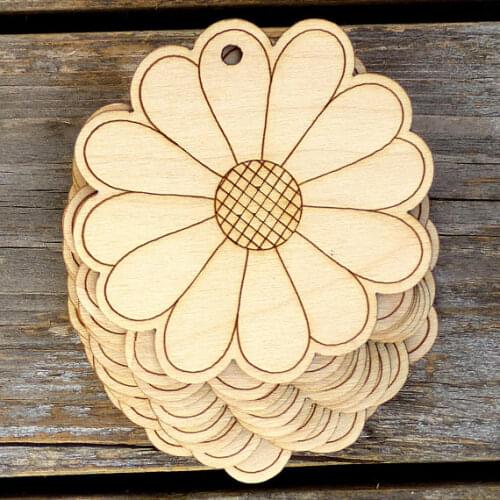 Wooden Dasiy Detailed Flower Comic Craft Shape Ply Spring Trees Garden