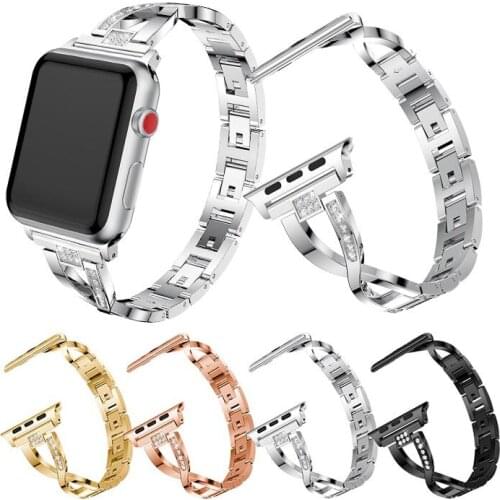 For Apple Watch Band 40mm 44mm 38mm 42mm Women Diamond Band for iWatch Series 4 3 2 1 Bracelet Aluminum Alloy Strap Wristband