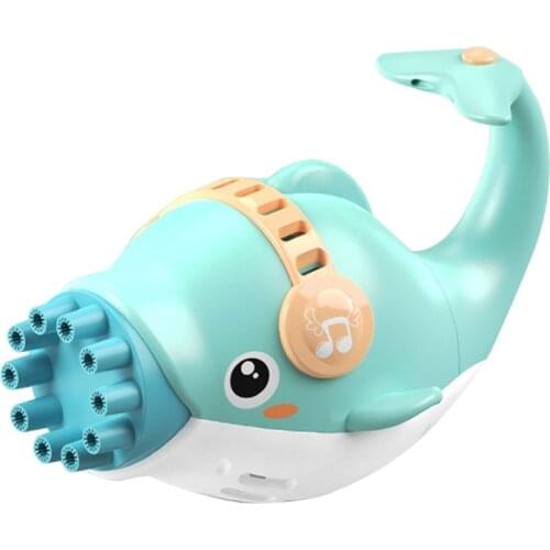 1Set Green/Pink Dolphin Bubble Toy Bubble Blowing Maker with 10 Hole Blower Interactive Outdoor Kit Electric Beach Toy