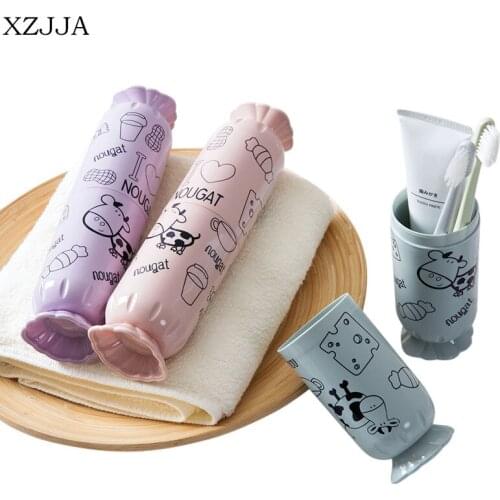 XZJJA Candy Shape Toothbrush Toothpaste Storage Boxes Travel Portable Toiletries Organizer Cartridge Cartoon Wash Gargle Cups